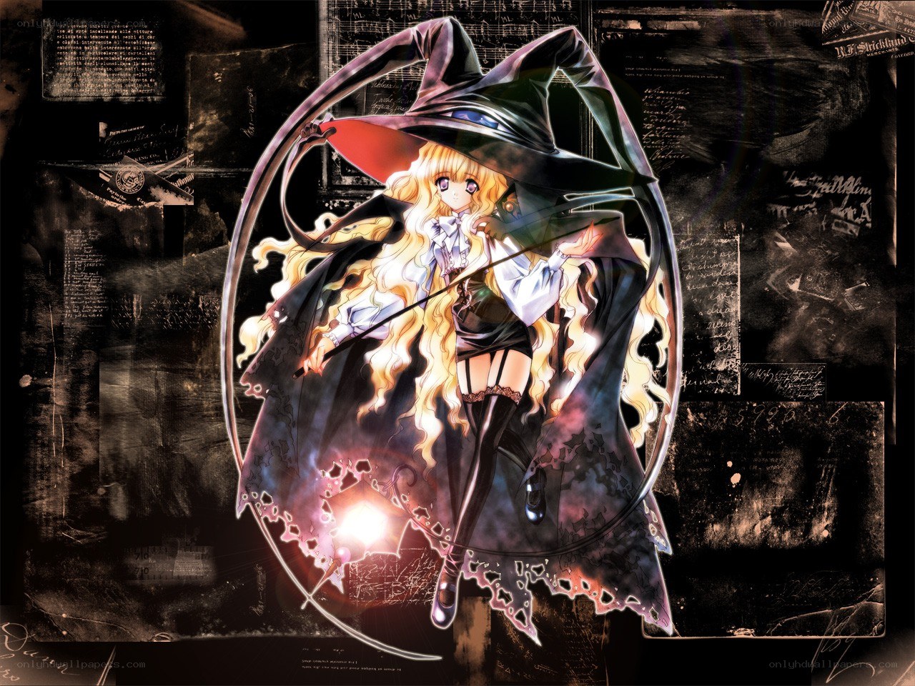 anime witch with glowing staff