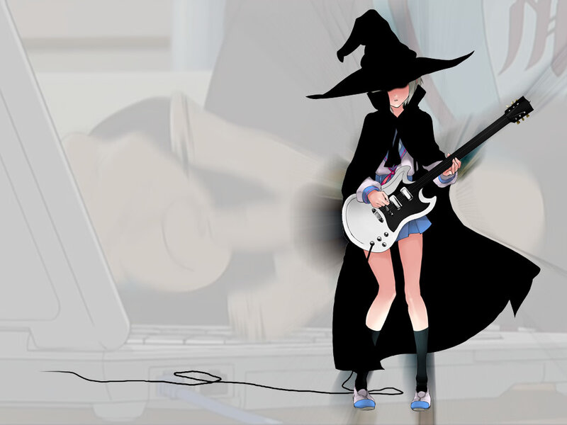 anime witch with guitar