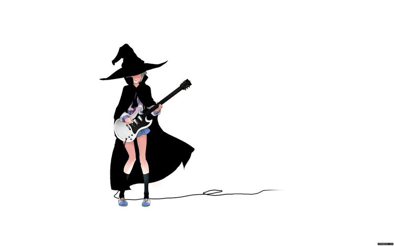 anime witch with guitar