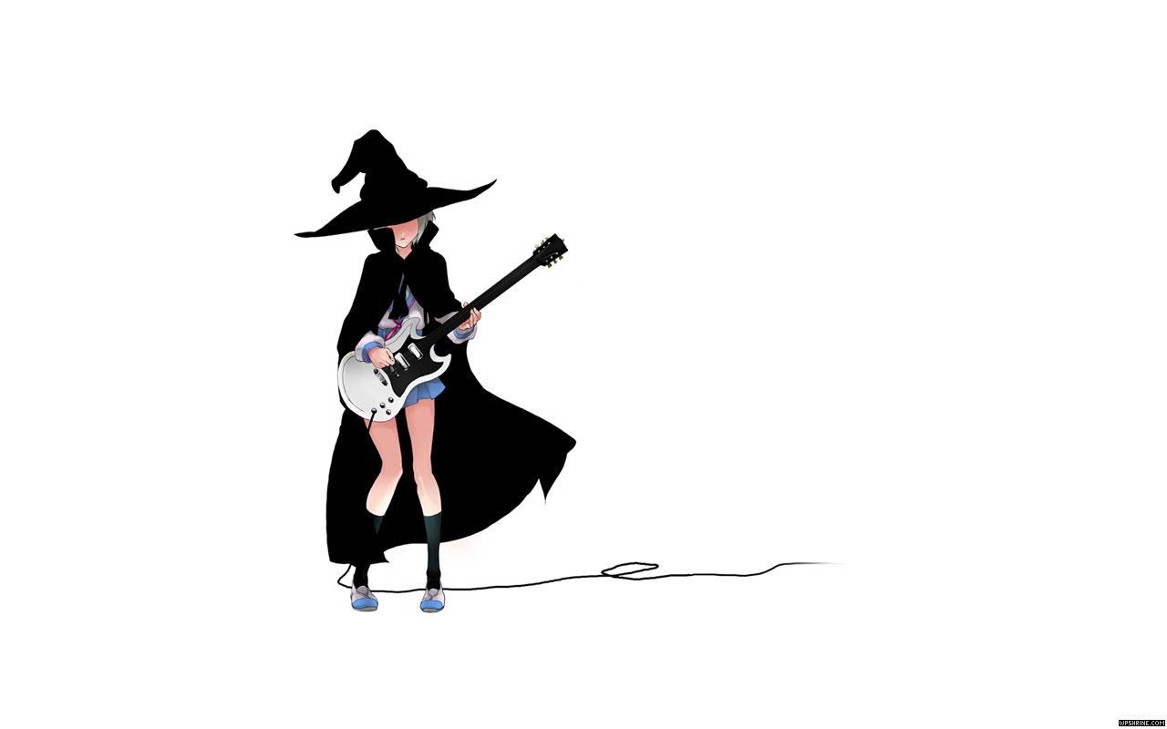 anime witch with guitar