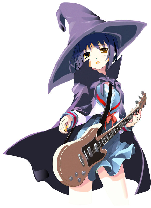 anime witch with guitar
