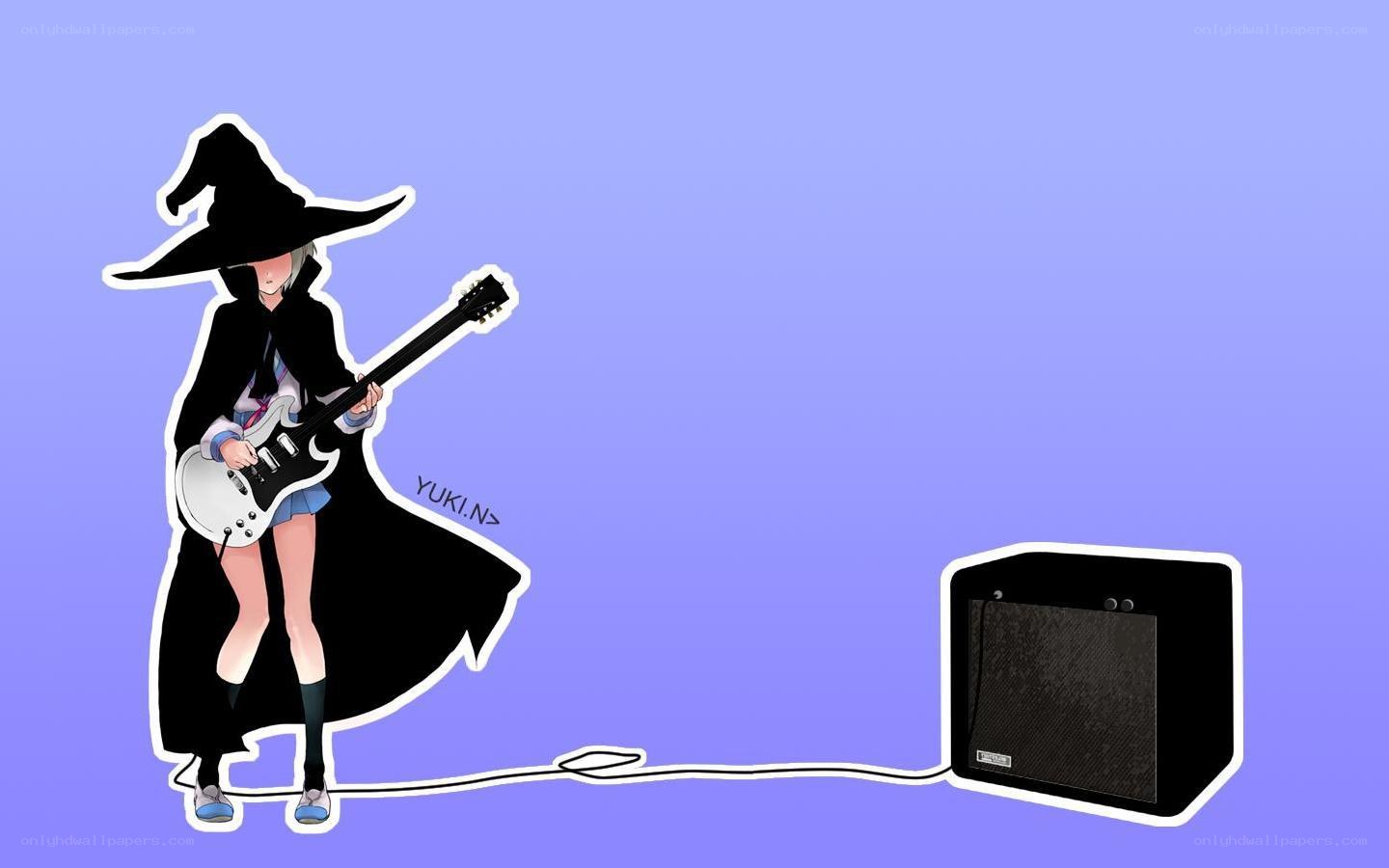 anime witch with guitar