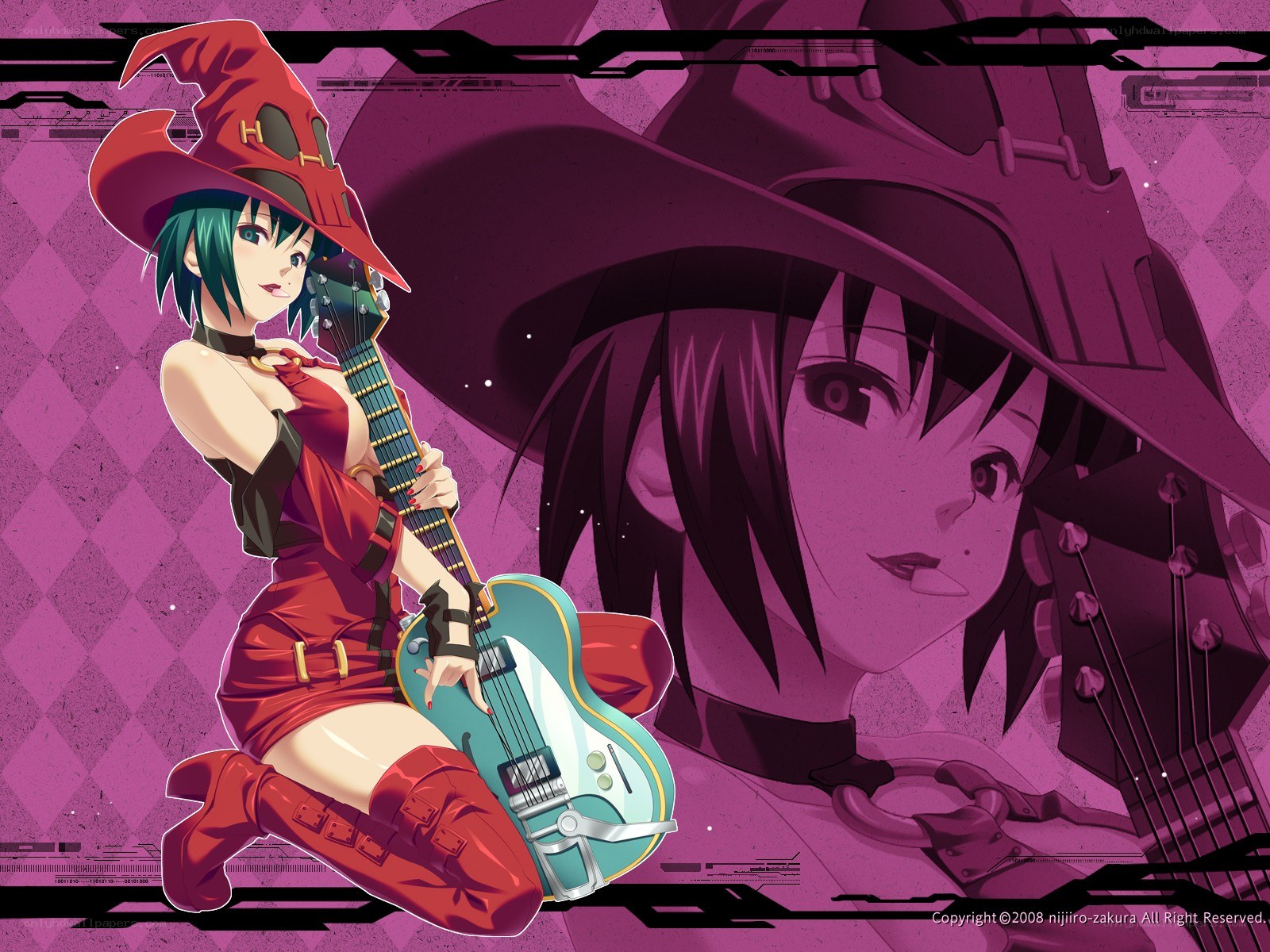 Anime witch with guitar
