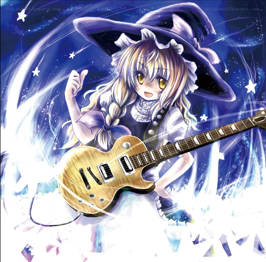 anime witch with guitar