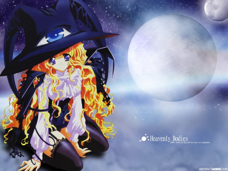 Anime witch with large moon