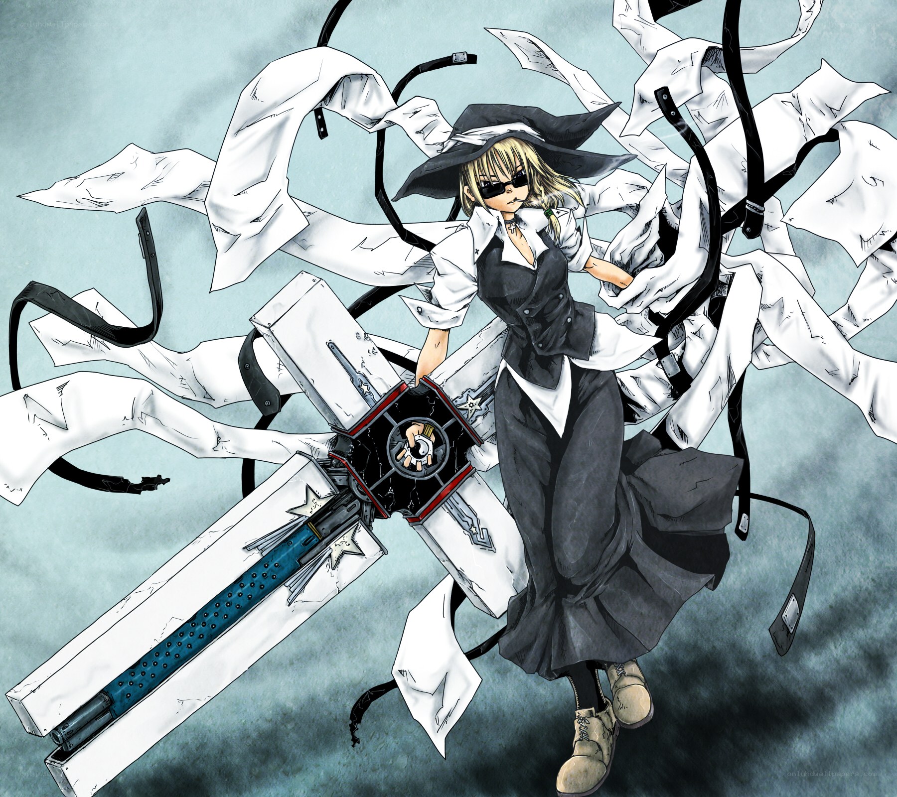 anime witch with large weapon