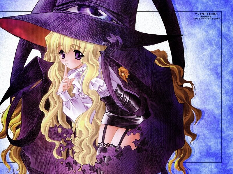 anime witch with long blonde hair