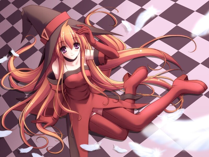 anime witch with long hair