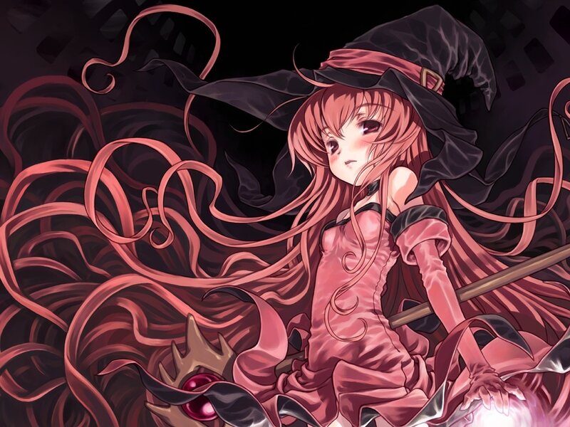 Anime Witch with Long Hair — Pink