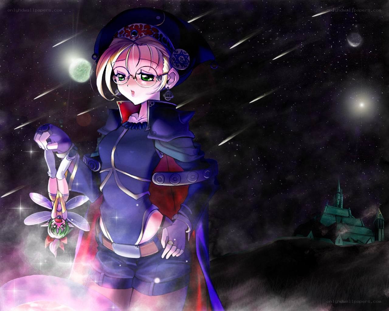 anime witch with magical staff