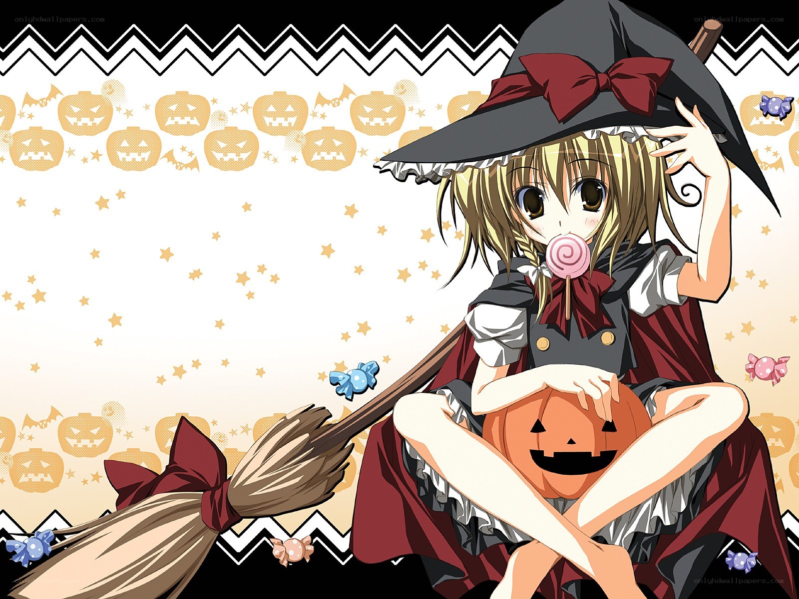 anime witch with pumpkin