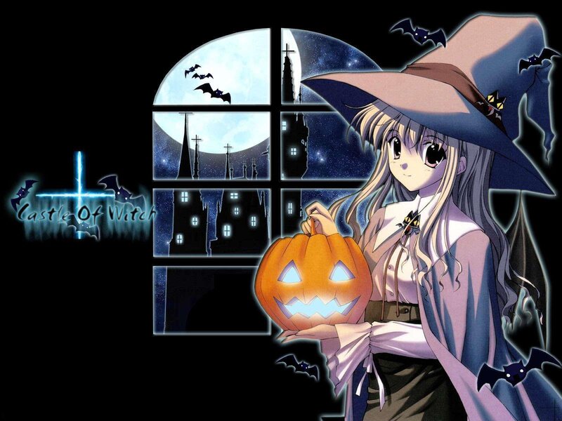 Anime Witch with Pumpkin — Black