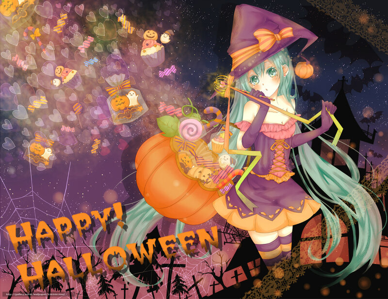 Anime Witch with Pumpkin — Purple, Festive