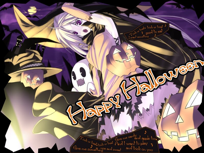 Anime Witch with Pumpkins — Purple