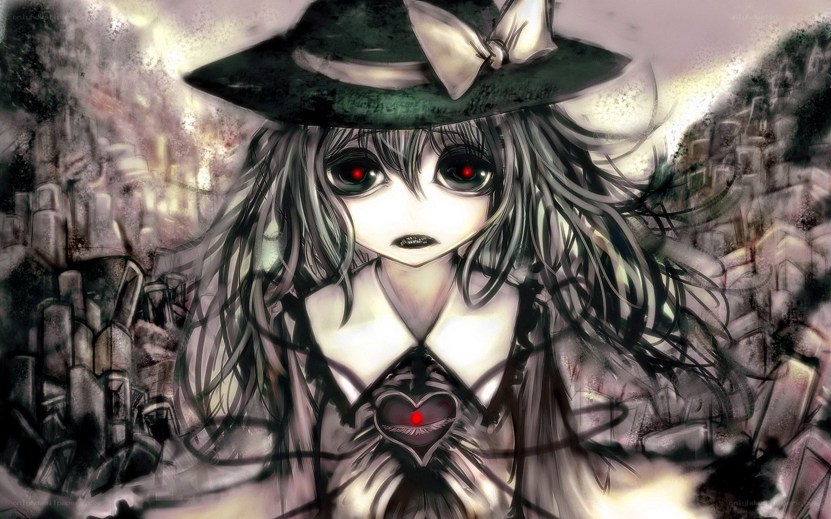 anime witch with red eyes