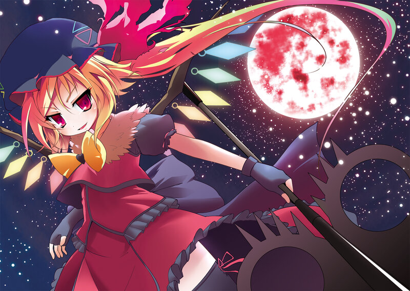 anime witch with red moon