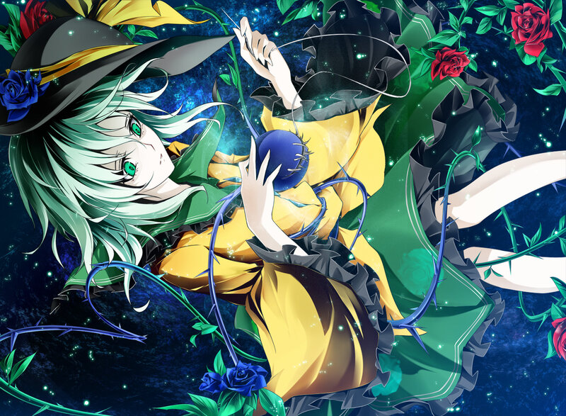 anime witch with roses