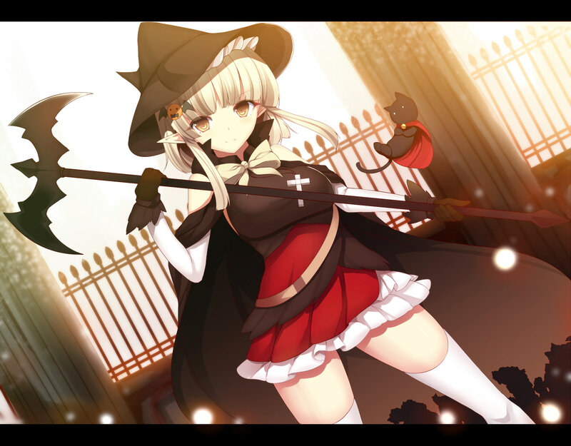 Anime Witch with Scythe — Red