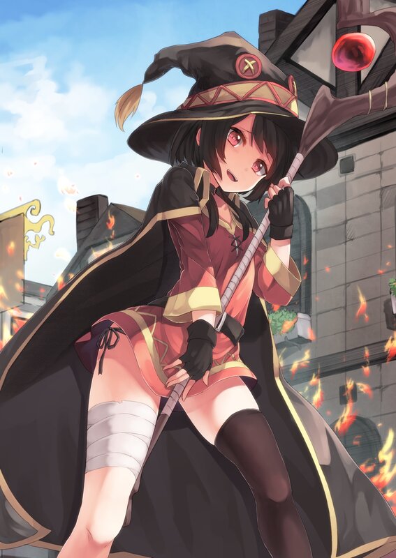 Anime Witch with Staff — Black
