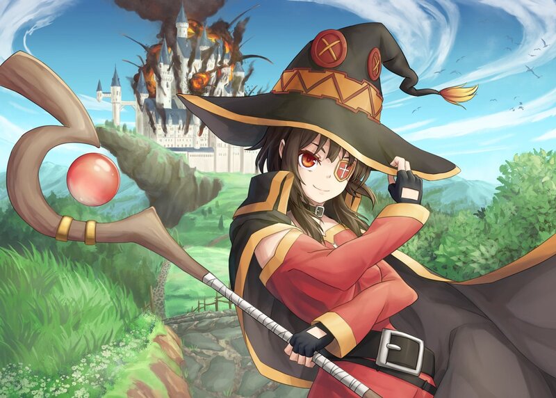 Anime Witch with Staff — Green