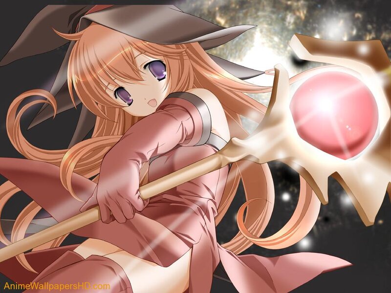 Anime Witch with Staff — Pink