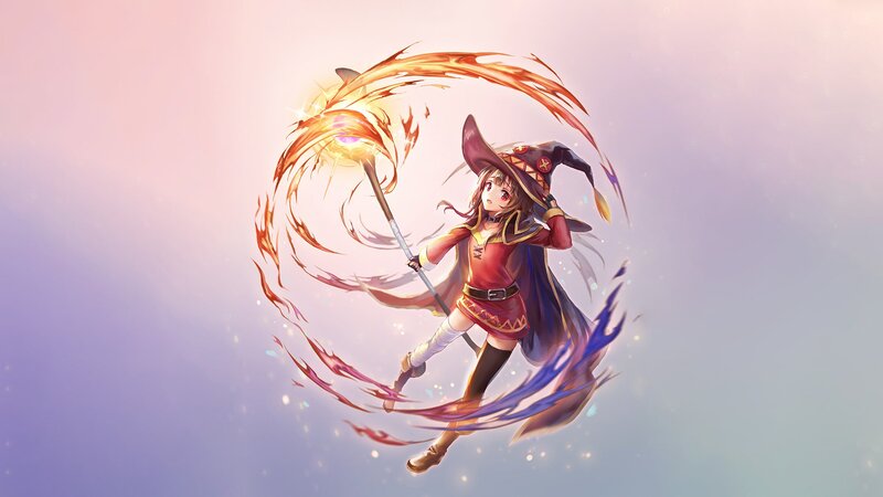 Anime Witch with Staff — Purple, Magical