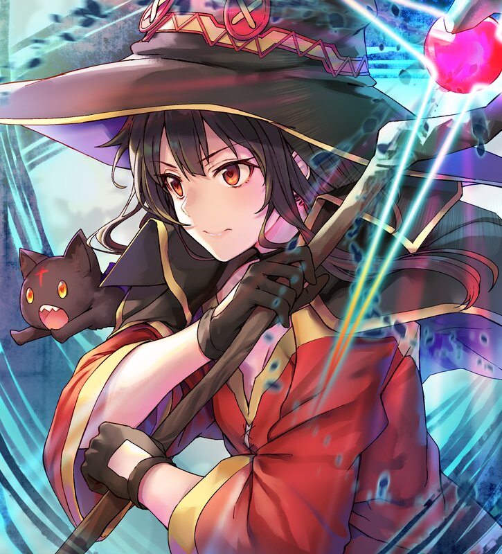 Anime Witch with Staff — Red, Dramatic