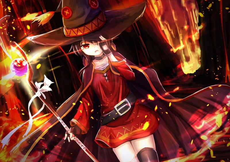 Anime Witch with Staff — Red
