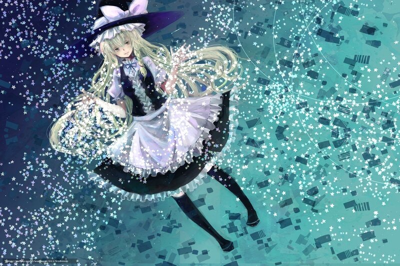 anime witch with stars