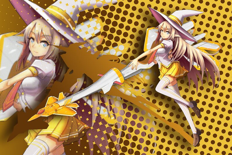 Anime Witch with Sword — Yellow