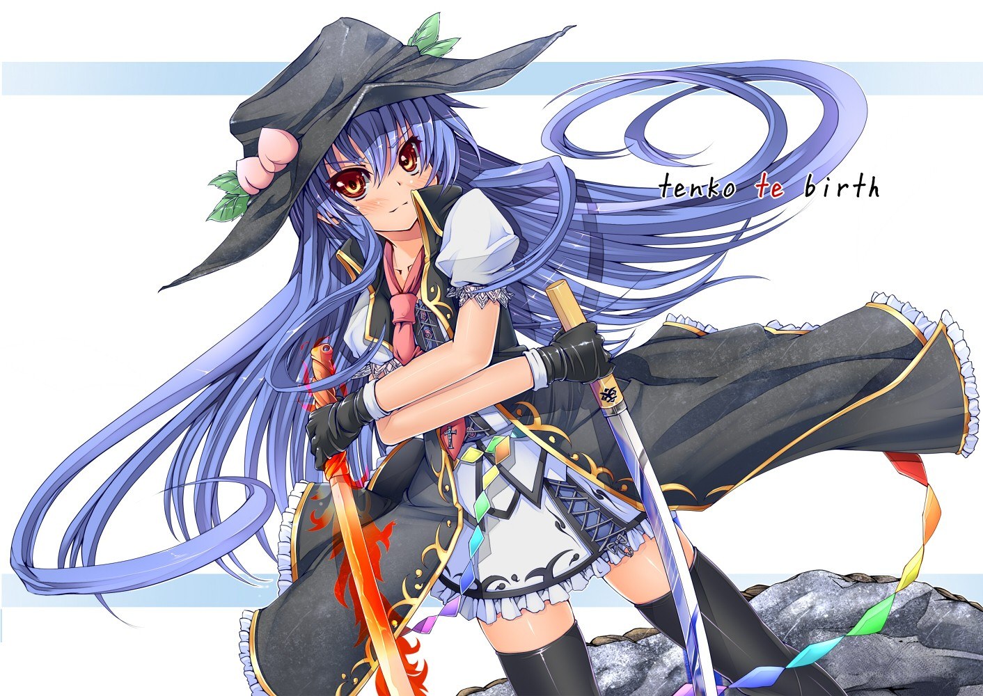 anime witch with swords