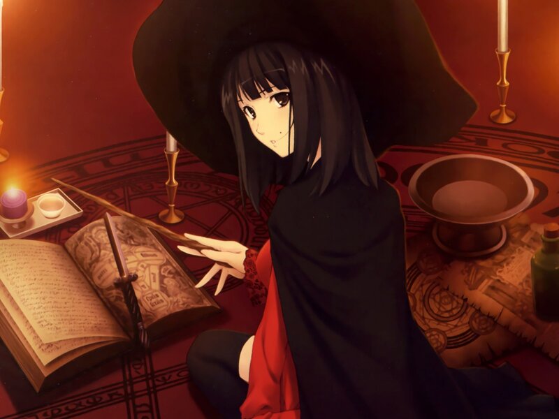 Anime Witch with Wand — Black
