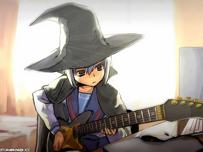 anime wizard playing guitar