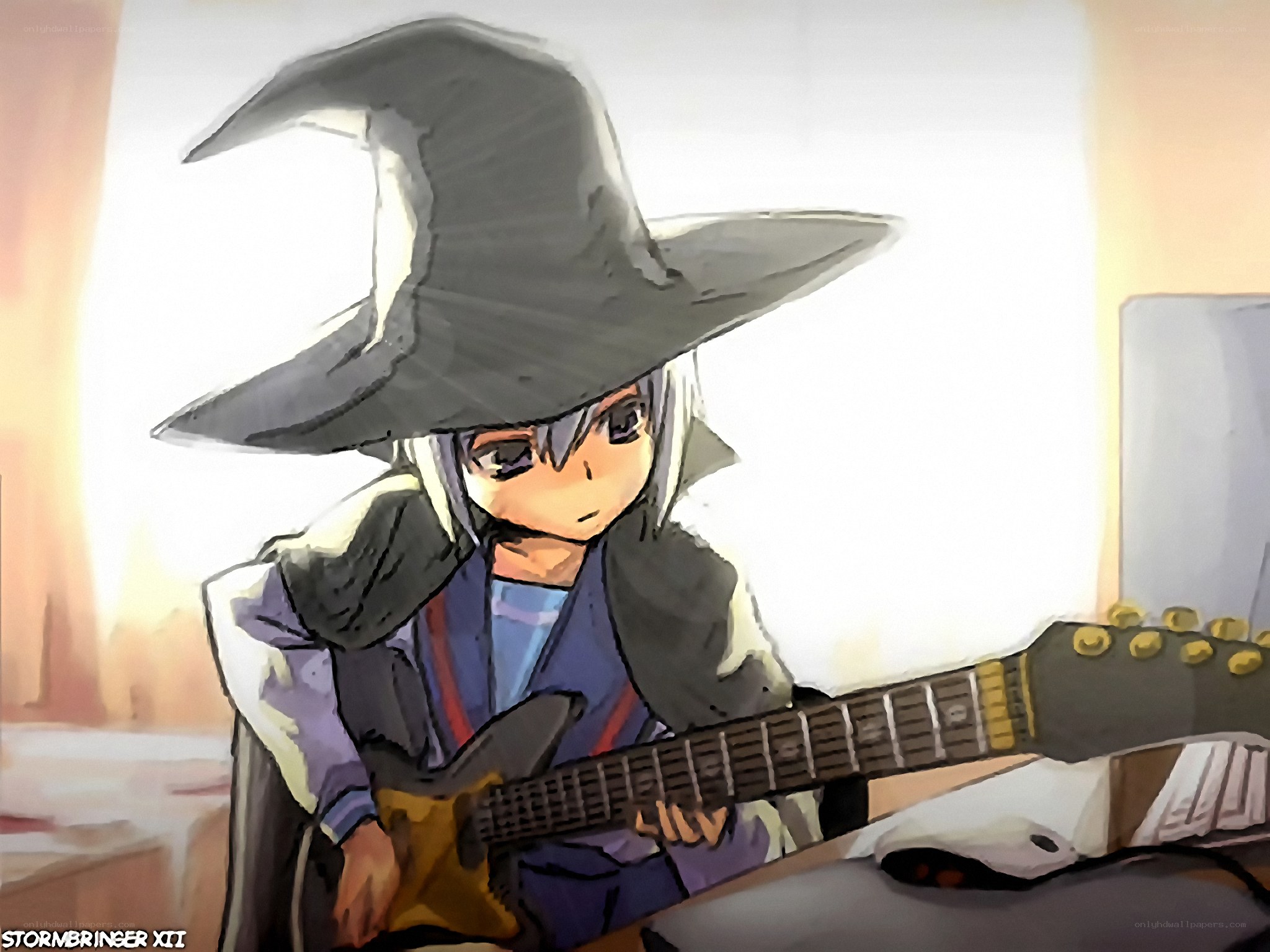 anime wizard playing guitar