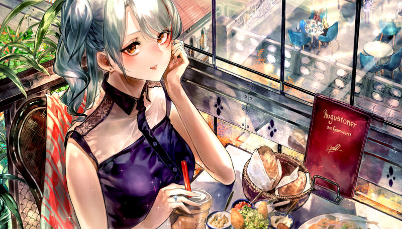 Anime Woman at Cafe