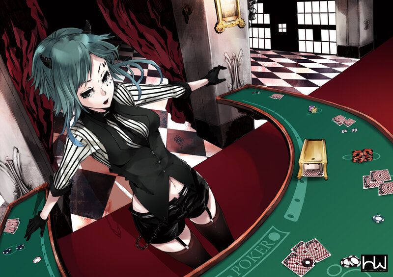 Anime Woman at Poker Table