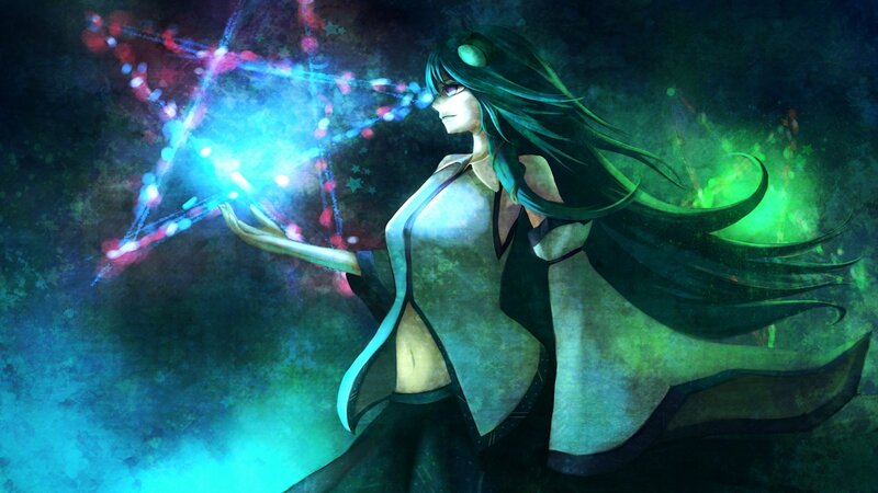 Anime Woman Casting Spell — Green, Dramatic