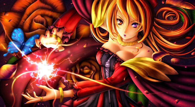 Anime Woman Casting Spell — Red