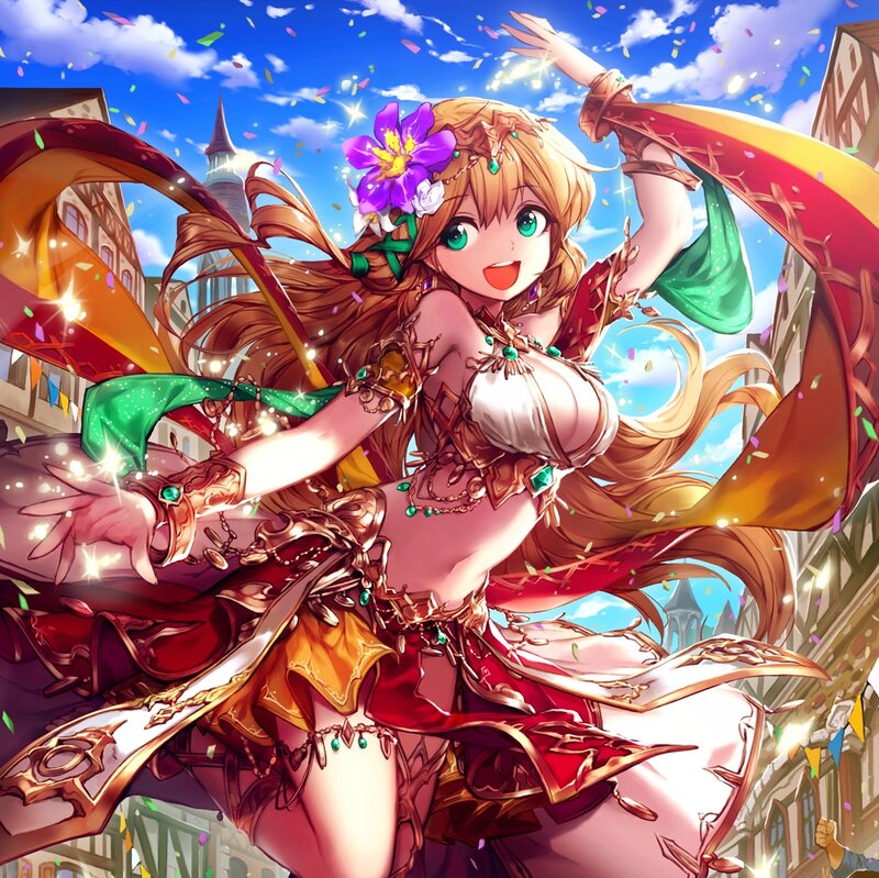 Anime Woman Dancing — Red, Festive
