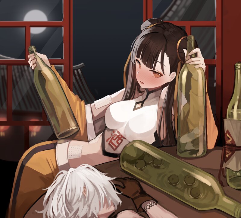 Anime Woman Drinking — Brown