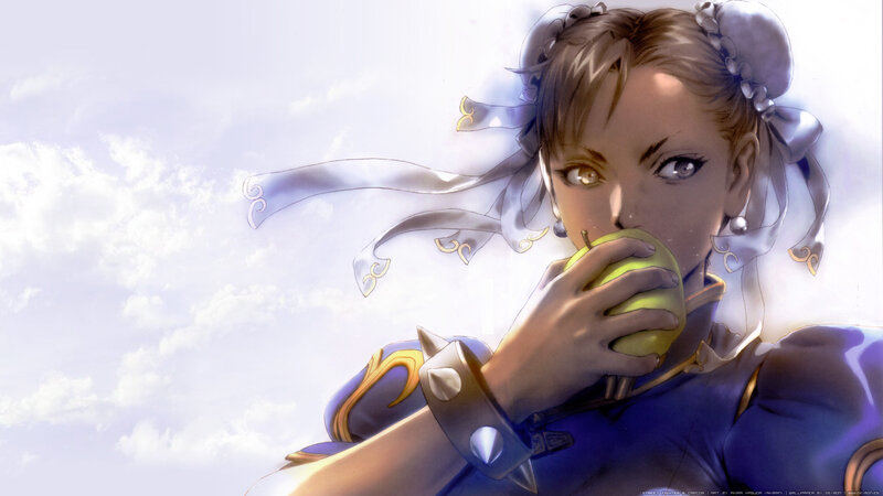 Anime Woman Eating Apple