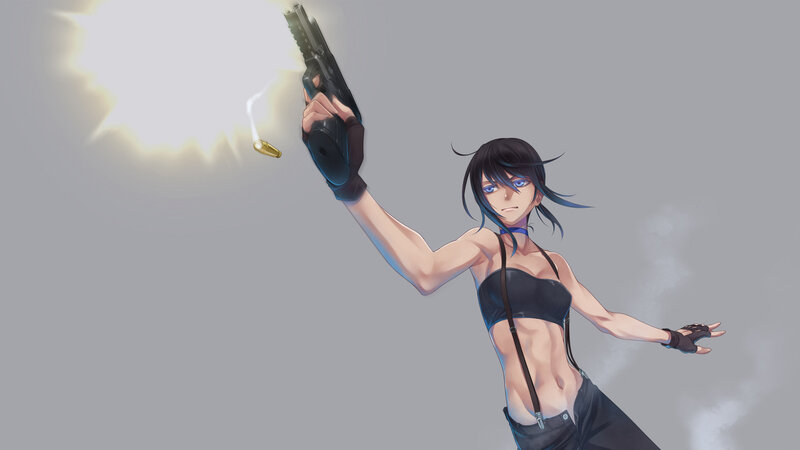 anime woman firing gun