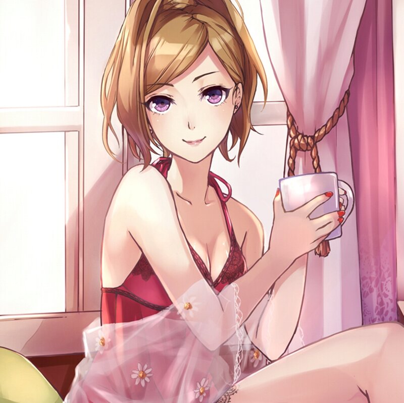 Anime Woman Holding Cup