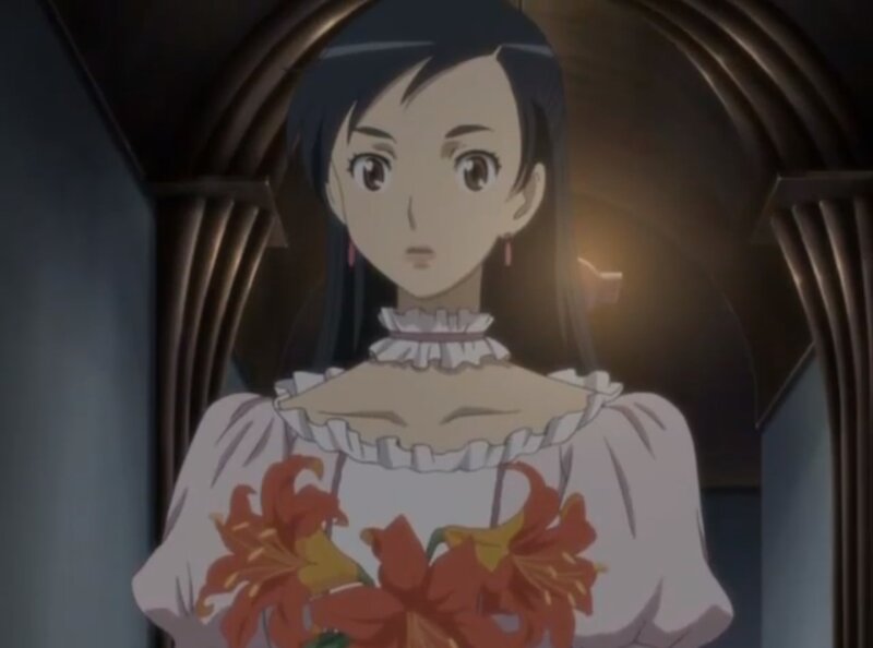 Anime Woman Holding Flowers