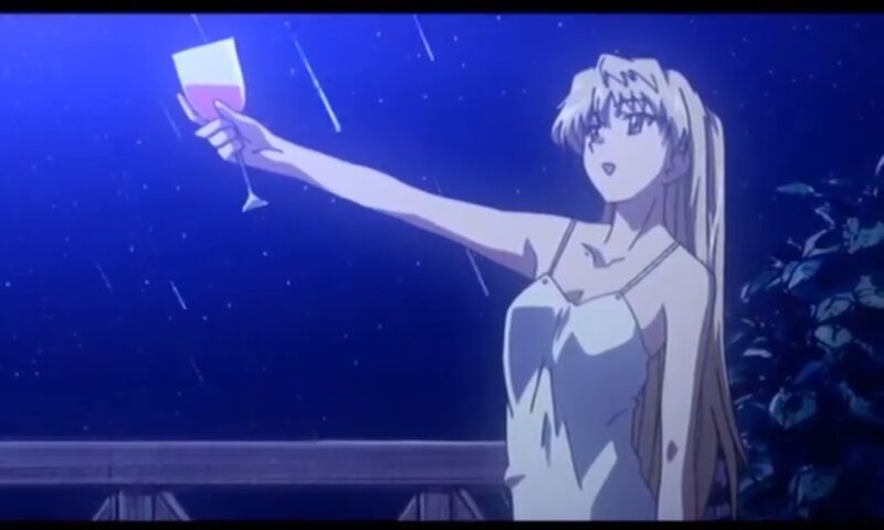 Anime Woman Holding Glass