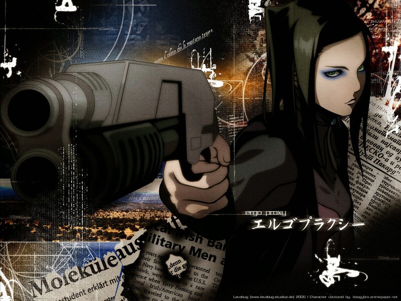 Anime Woman Holding Gun — Black, Dark, Dramatic