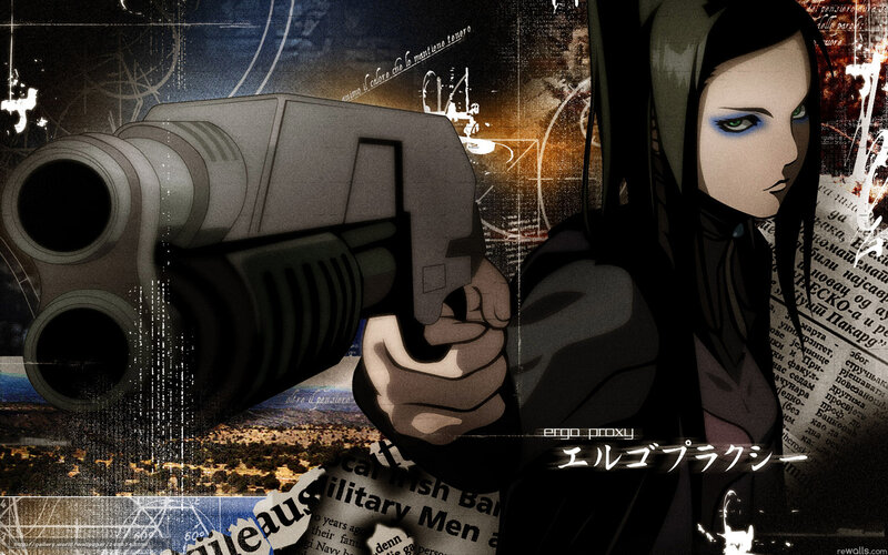 Anime Woman Holding Gun — Black, Dramatic, Night