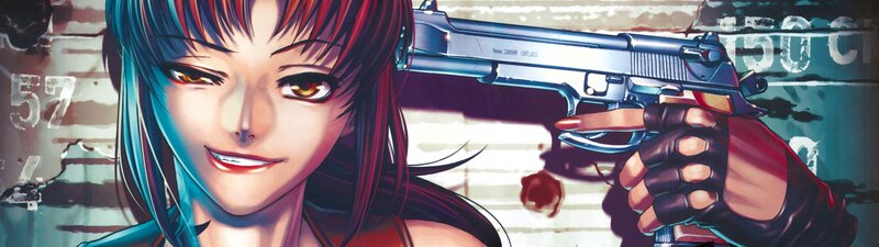 Anime Woman Holding Gun — Blue, Dramatic, Manga