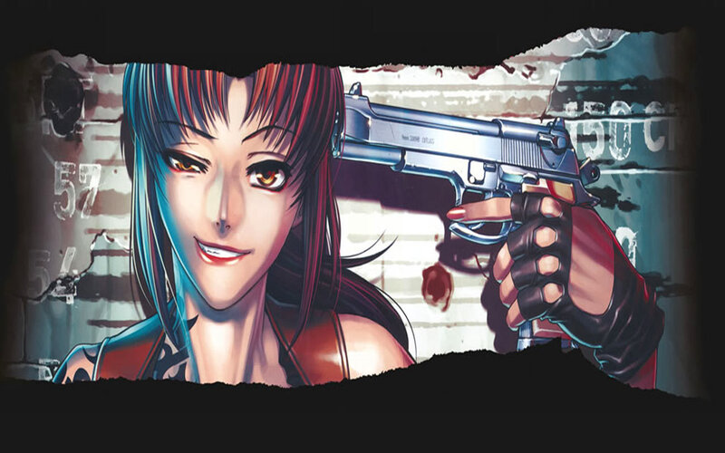 Anime Woman Holding Gun — Blue