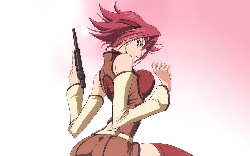 Anime Woman Holding Gun — Pink